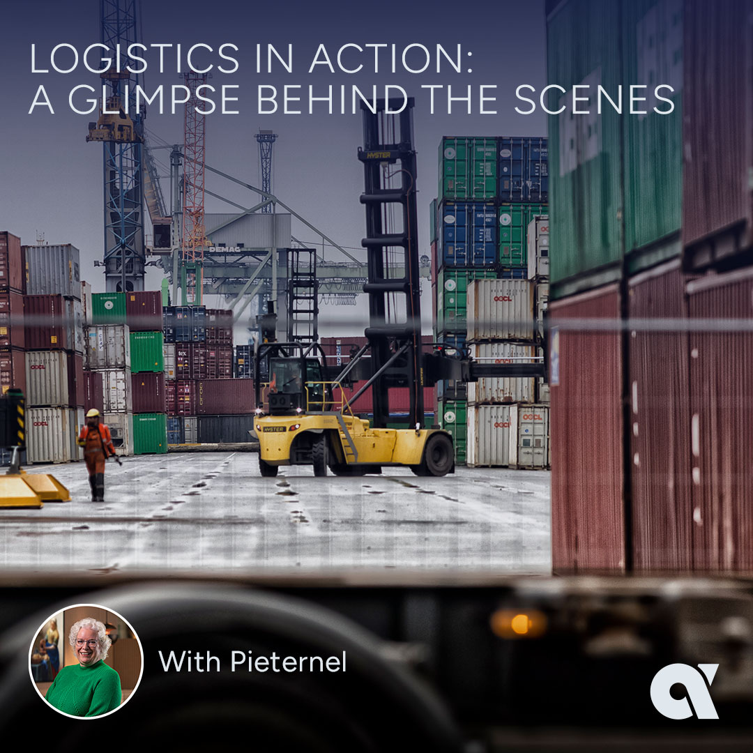 Logistieke operatie van Alpha Group met transport en distributie van goederen in een internationale supply chain omgeving.